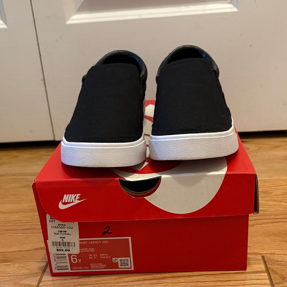Nike Youth Black and White Slip-On Sneakers